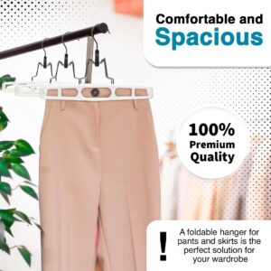 DEILSY™ 10 Pack Pants Hangers Skirt Hangers - Space Saving Pant Hangers with Locking Hook - Versatile Skirt Hangers for Closet Organization - White - Jean Hangers for Men and Women Heavy Duty Hangers