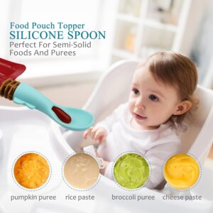 Universal Baby Food Pouch Spoon Attachment - 8 Pack, Silicone Baby Spoons for Pouches, Travel-Friendly Baby Food Squeeze Pouch Spoon