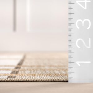 nuLOOM 7' x 9' Upgraded Performance Outdoor Area Rug, Stain Resistant, Durable, Modern, Patio, Balcony, Living Room, Dining Room, Damsel Beige