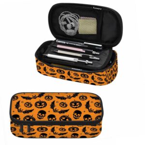 xuwenz spider bat pencil case organizer orange halloween skull skeleton pumpkin festival pencil bag big capacity for office school student college adult teen gift