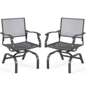 U-MAX Outdoor Patio Rocking Dining Chairs Set of 2, Outdoor Furniture Metal Frame Rocker Chair with15-Degree Rocking Function for Lawn Porch Garden Balcony (Dark Gray)