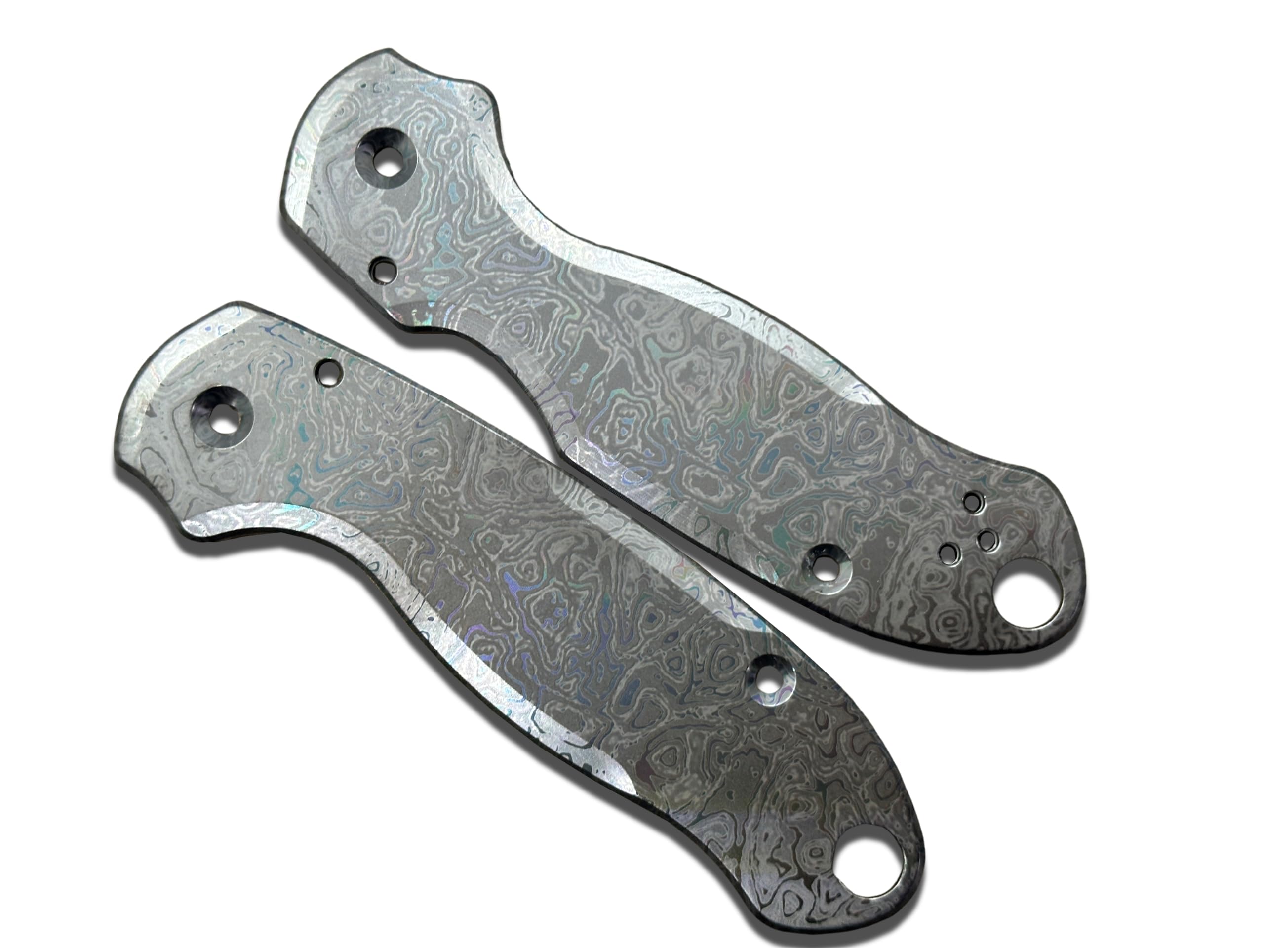 Alien Oil Slick Engraved Black Zirconium Scales for Spyderco para 3