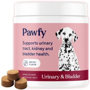 pawfy dog uti supplement | cranberry & d-mannose help support dog urinary tract health & bladder support | ideal for senior dogs | urinary tract infection treatment | dog vitamins and supplements