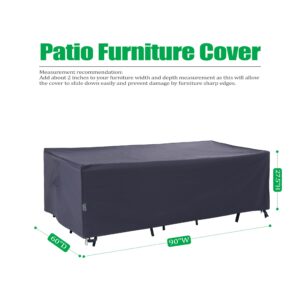 F&J Outdoors Patio Furniture Covers, Waterproof UV Resistant Rip-stop Cover for Outdoor Furniture, Grey, 90"Wx60"Dx27.5"H