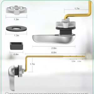 Universal Toilet Bowl Flush Handle Replacement Kit Side Mount, Toilet Repair Kit Inside Tank Chain Flusher Handle Lever Replacement Parts Compatible with American Standard Mansfield Kohler TOTO Eljer