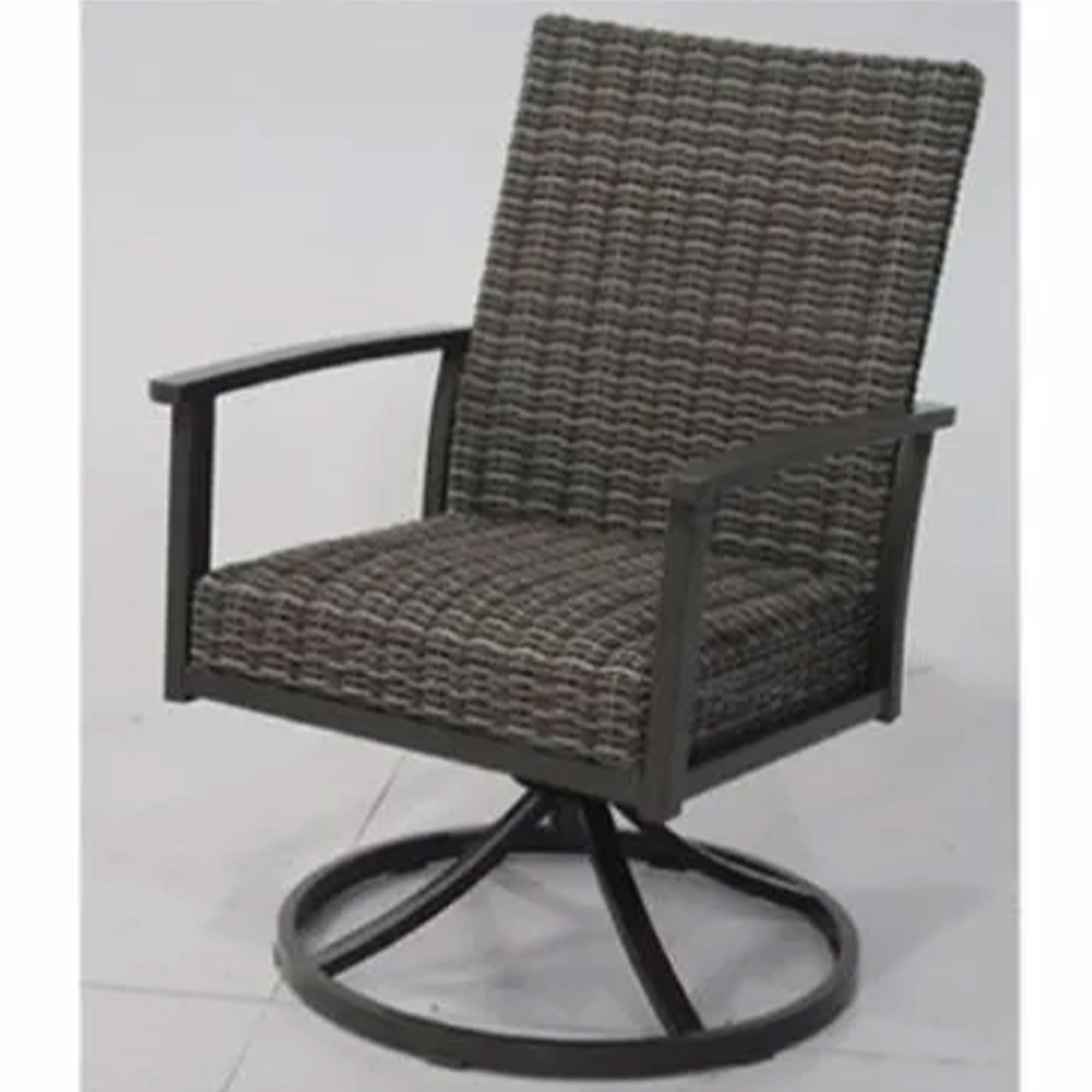 Four Seasons Courtyard Nantucket All Weather Woven Swivel Rocker Chairs Outdoor Dining Cushioned Seating Furniture Set, 2 Pack, Dark Brown