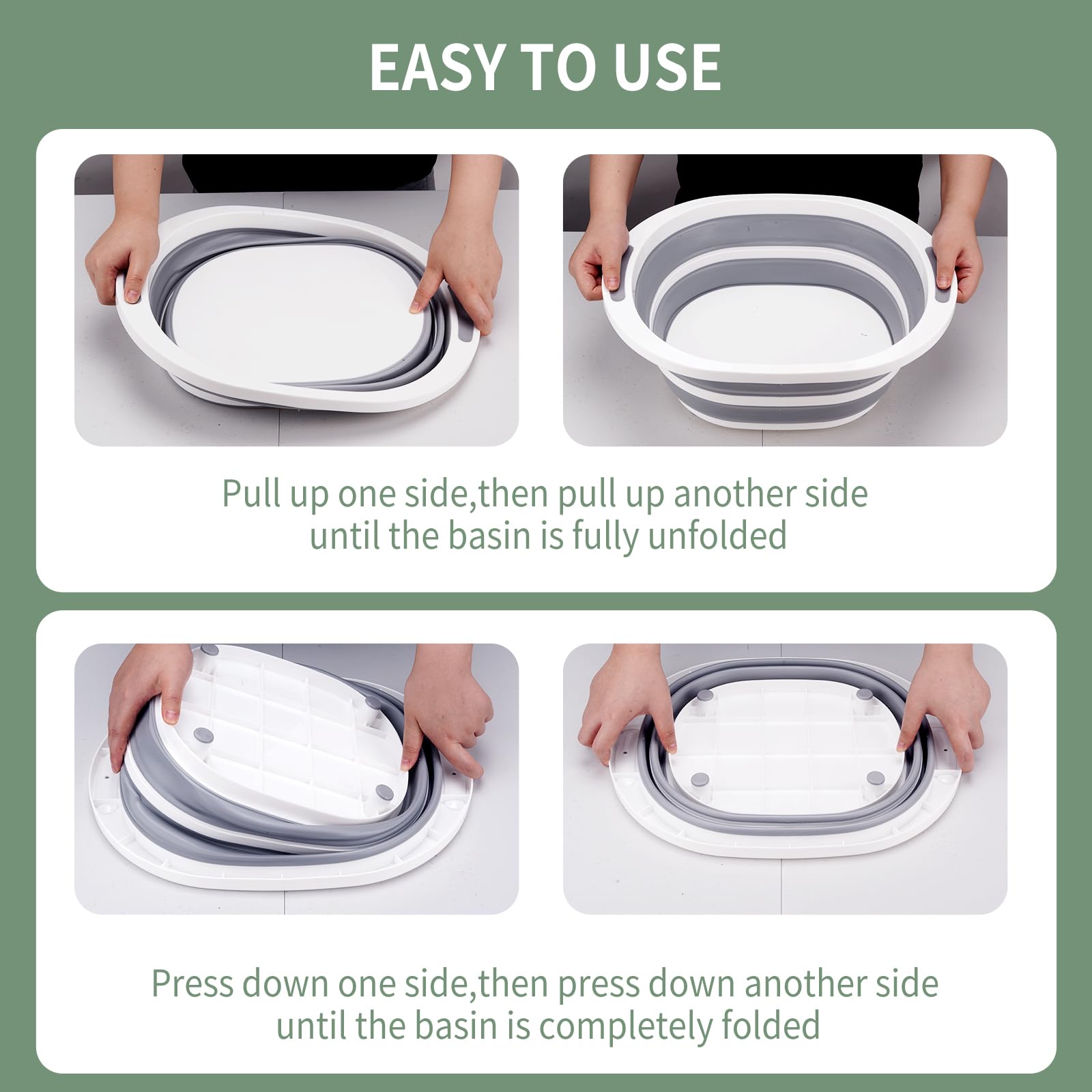 Mecyfaty Collapsible Wash Basin with 8L Capacity, Functions as Both a Dish Basin and a Cutting Board. Portable and Suitable for Use as a Dish Pan for Kitchen Sinks, Camping Sinks