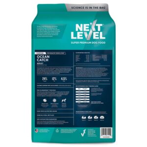 Next Level Super Premium Dog Food – Ocean Catch – Dry Kibble for Adult Dogs of All Breeds – 24% Protein, Fish with Gluten Free Grains