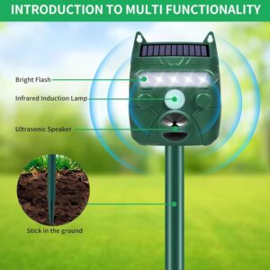 1Pack Ultrasonic Animal Repellent Outdoor Solar Animal Repeller with Motion Sensor&LED Strobe Light Cat Repellent Outdoor Deer Repellent Devices Waterproof Dog Deterrent Skunk Repellent for Yard