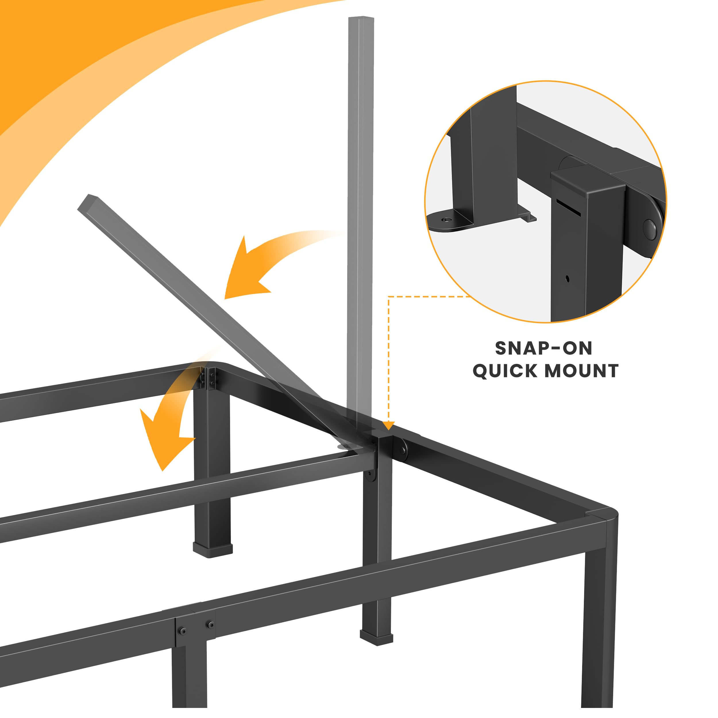 Superay 18 Inch Queen Size Metal Platform Bed Frame with Round Corners, Storage Space Under High Bed Frame-Heavy Duty Steel Slats Support, Noise Free - Easy Assembly - No Box Spring Needed