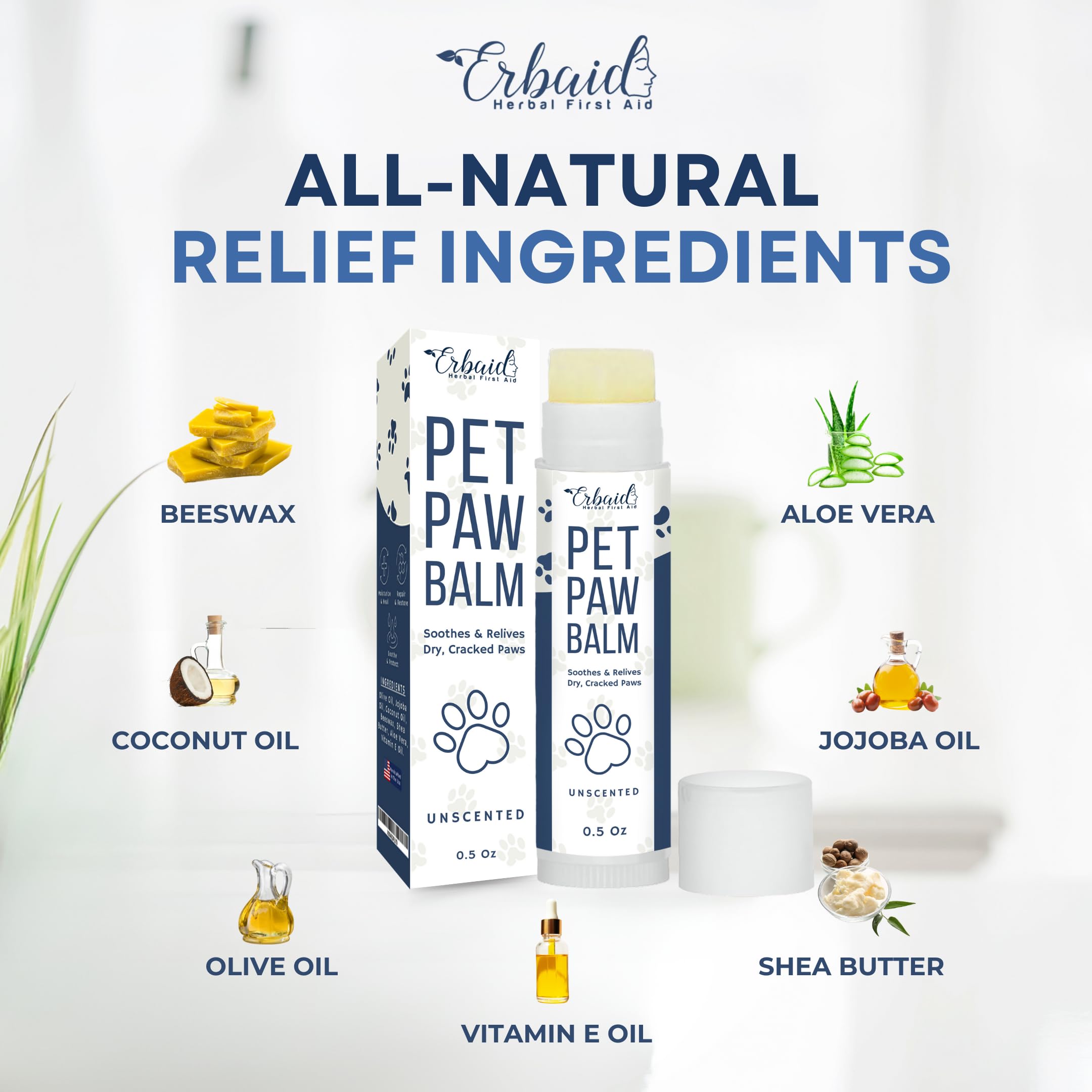 Dog Paw Pad Balm – Natural Pet Paw Balm Stick for Dry, Itchy, Cracked Irritated Skin – Paw Protector Moisturizes & Soothes Paws, Nose, Elbows – Lick Safe Itchy Skin Relief for Dogs, Cats, Made in USA