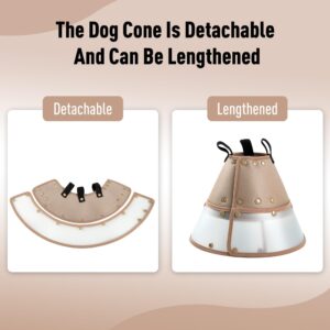 Fuz Bigaza Soft Dog Cone Collar for Large Medium Small Dogs After Surgery, Adjustable Pet Recovery E-Collar, Elizabethan Collar for Dogs and Cats, Tan Large