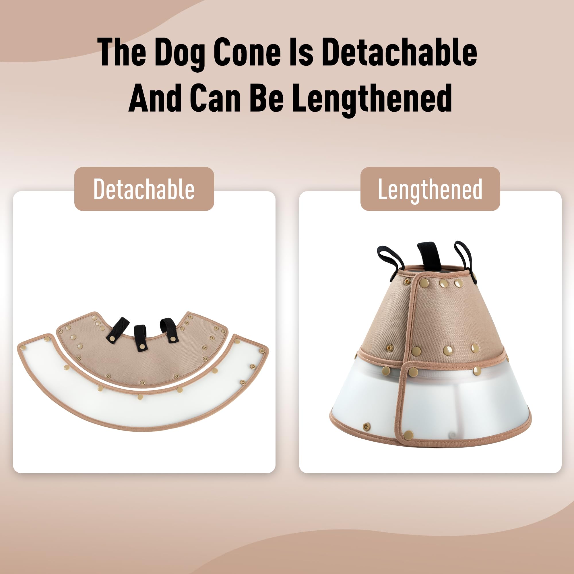 Fuz Bigaza Soft Dog Cone Collar for Large Medium Small Dogs After Surgery, Adjustable Pet Recovery E-Collar, Elizabethan Collar for Dogs and Cats, Tan Large