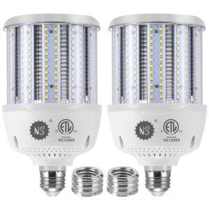 ns 2 pack 80w led corn bulb, 12000lm 5000k daylight cold white led bulb e26/e39 mogul base open semi-closed lamp applicable to parking lot column top rear yard lamp garage office ac100-277v