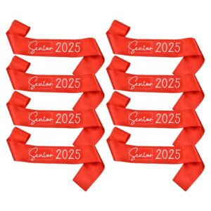 generic senior sash 2025, 8 pack silver glitter red satin finally graduated senior cheerleader sashes for class of 2025 graduation party supplies