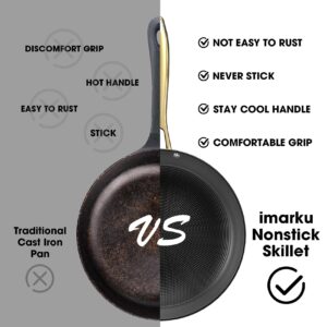 imarku Non Stick Frying Pans, 3 Pieces - 8 Inch, 10 Inch and 12 Inch Frying Pan, Professional Frying Pans Nonstick, Cast Iron Skillets, Nonstick Frying Pan with Stay Cool Handle, Christmas Gifts