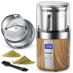 cool knight herb grinder, spice grinder, electric grinder with timer, 304 stainless steel blades and removable stainless steel bowl, large capacity for quick grinding of spices,herbs,coffee beans,etc