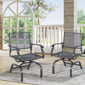 u-max outdoor patio rocking dining chairs set of 2, outdoor furniture metal frame rocker chair with15-degree rocking function for lawn porch garden balcony (dark gray)