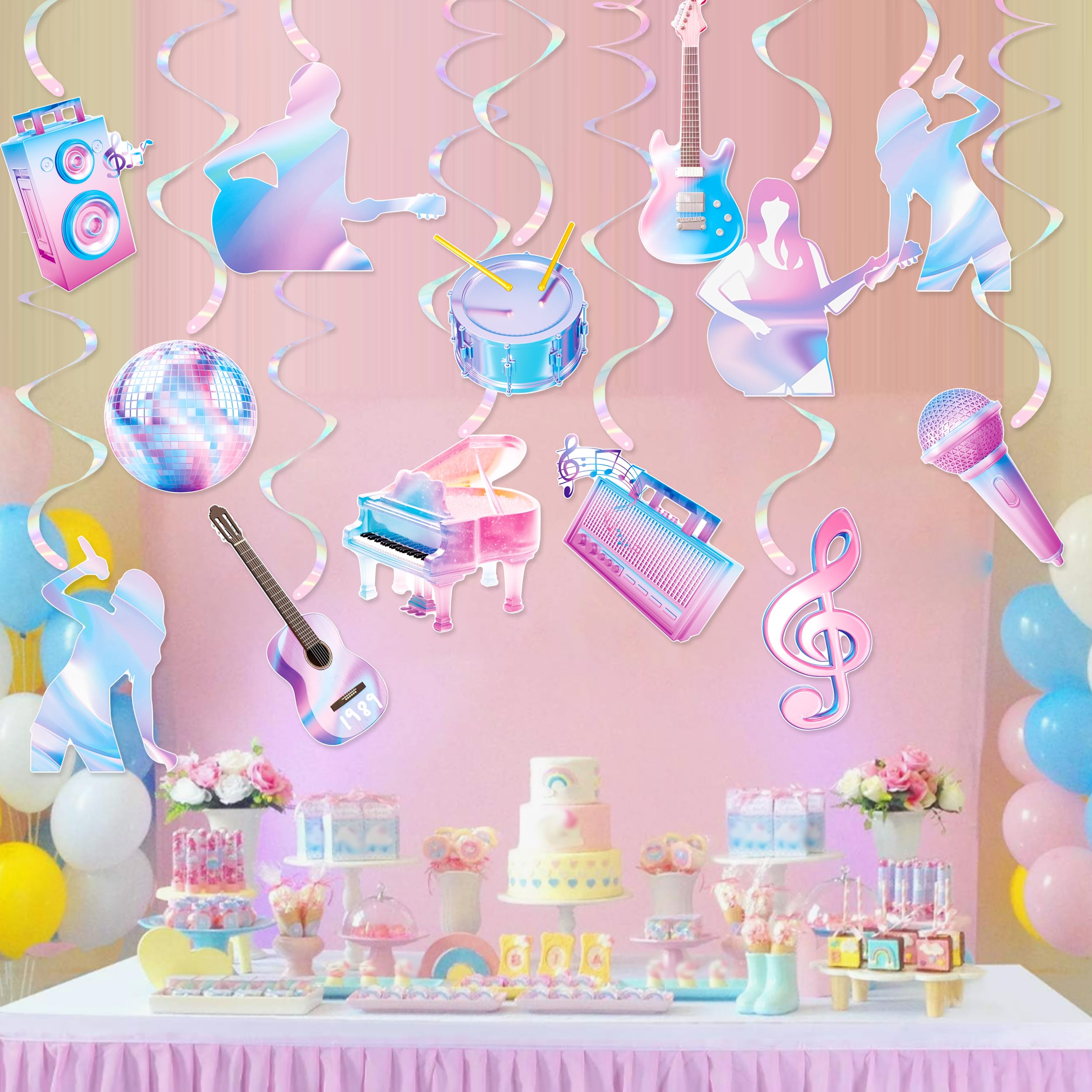 Music Singer Party Hanging Swirls Singer Birthday Party Decoration Popular Singer Themed Swirl Ceilings Pop Music Party Hanging Streamers for Girls Singer Theme Party Baby Shower Supplies