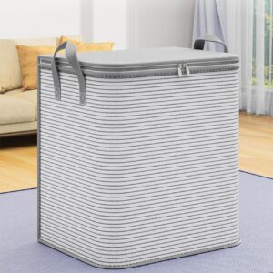 heavy duty extra large clothes storage, foldable blanket storage bags, closet organizers storage containers with durable handle for clothing, blanket, comforter, extra large storage bags (60*45*60cm)