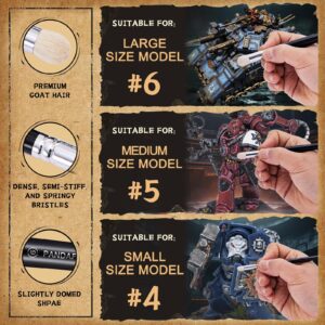 PANDAFLY Drybrush Set - 3 Sizes Hobby Detail Paint Brush Set, Acrylic Paint Brushes for Tabletop & Wargames, 40k, DND Miniatures, Citadel, Scale Model, Watercolor Oil Painting