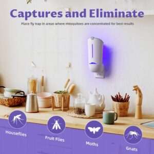 Flying Insect Trap for Indoor, Fruit Fly Traps for Home, Fly Trap Captures Fruit Flies, Moths, Houseflies, Mosquito and Gnats for Indoors (1 Plug-in Base + 1 Refill Cartridge)