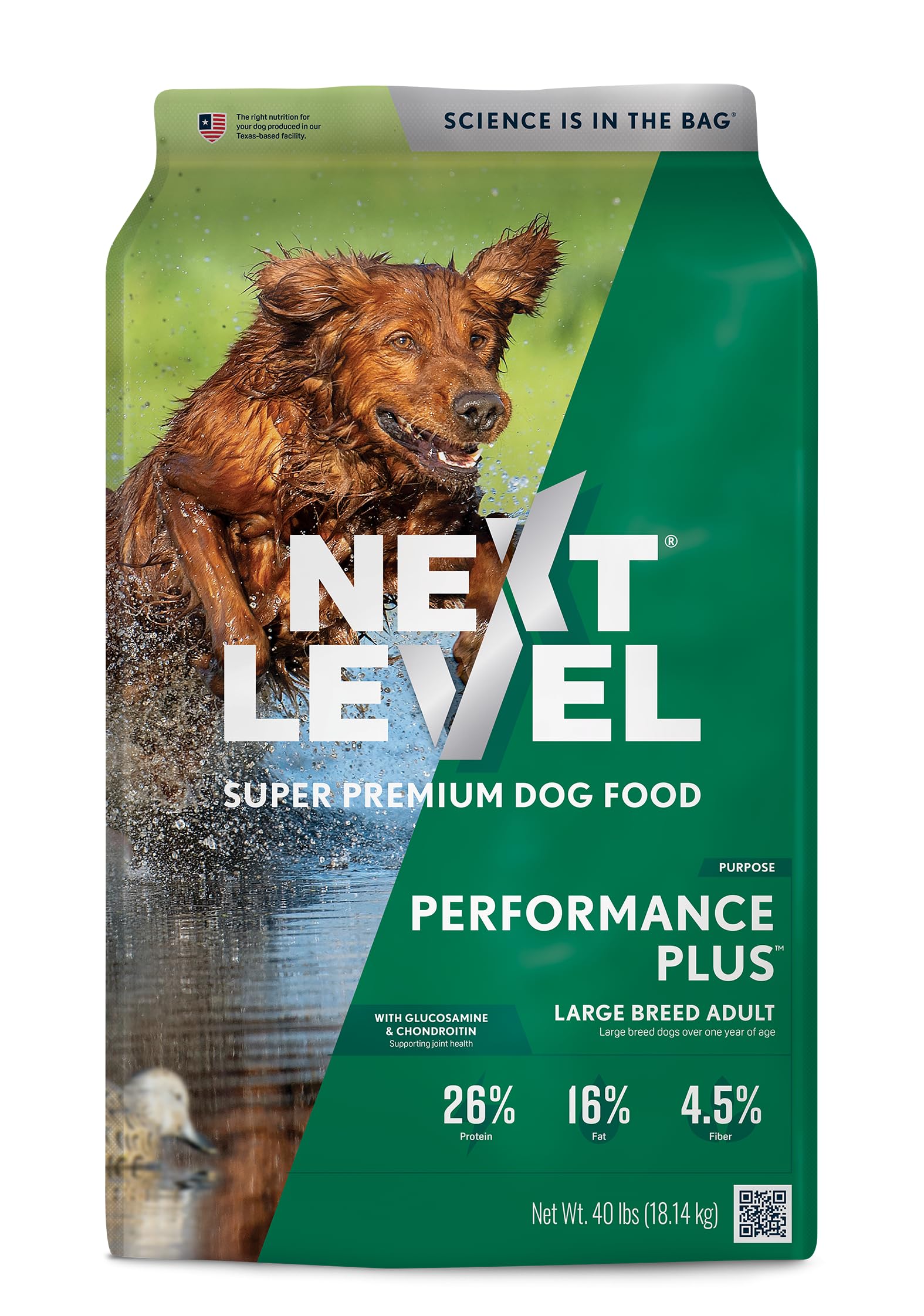 Next Level Super Premium Dog Food – Performance Plus™ – Dry Kibble for Active Adult Dogs – 26% Protein, Beef, Pork, Fish, Chicken & Gluten Free Grains – Glucosamine & Chondroitin for Joint Health