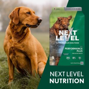 Next Level Super Premium Dog Food – Performance Plus™ – Dry Kibble for Active Adult Dogs – 26% Protein, Beef, Pork, Fish, Chicken & Gluten Free Grains – Glucosamine & Chondroitin for Joint Health