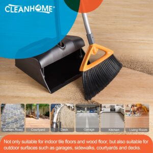 CLEANHOME 3 Pack Heavy Duty Outdoor Broom with Long Handle for Patio,Lobby,Garden,Kitchen,Deck,Yard,Sweeping -Commercial Grade Angle Broom with Stiff Bristles and Sponge Handle