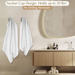 Suction Cup Hooks for Shower, Bathroom, Glass Door, Mirror, Tile - Loofah, Towel, Coat, Robe for Hanging up to 15 lbs – Brushed Gold, Brushed Nickel Chrome, Black - 2 pack (Brushed Nickel/Chrome)