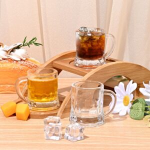 Futtumy 2 OZ Mini Beer Mug Shot Glasses with Handles, Mini Beer Shot Glasses for Party Christmas Birthdy BBQ, Beer Mugs for Freezer Men Women Father Dad Beer Whiskey, Beer Mugs Bulk(6 PCS, Glass)