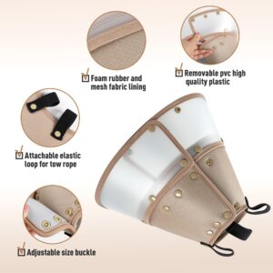 Fuz Bigaza Soft Dog Cone Collar for Large Medium Small Dogs After Surgery, Adjustable Pet Recovery E-Collar, Elizabethan Collar for Dogs and Cats, Tan Large