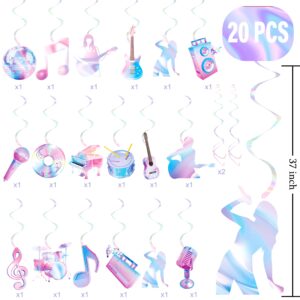 Music Singer Party Hanging Swirls Singer Birthday Party Decoration Popular Singer Themed Swirl Ceilings Pop Music Party Hanging Streamers for Girls Singer Theme Party Baby Shower Supplies