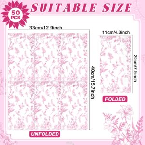 50Pcs Pink Floral Guest Napkins Pink and White Floral Dinner Napkins Party Supplies Pink Floral Paper Bathroom Hand Towels Toile for Wedding Bridal Birthday Baby Shower Garden Tea Summer Party Favor