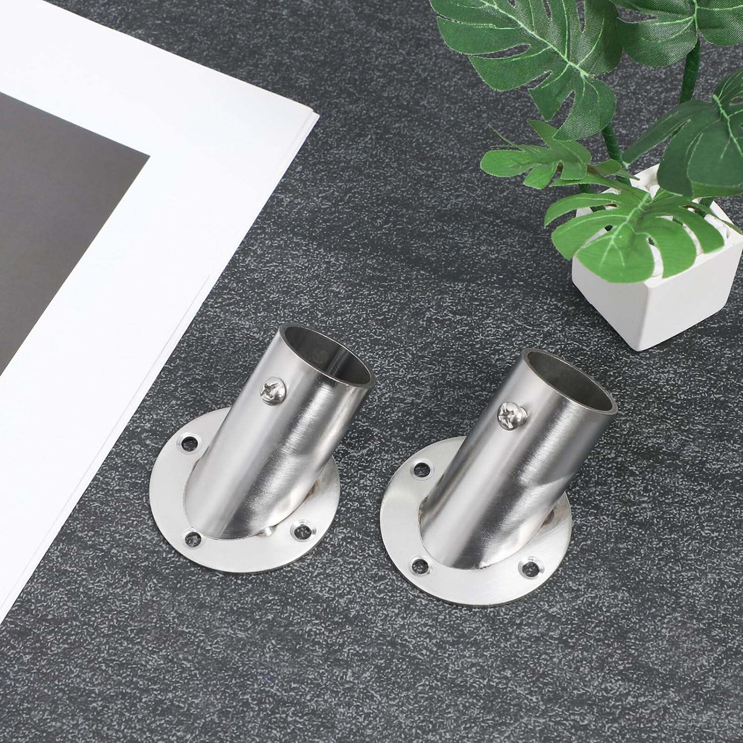 2Pcs Adjustable Socket Bracket Support Holder Stainless Closet Rod Flange Bevel Angle Flange Base