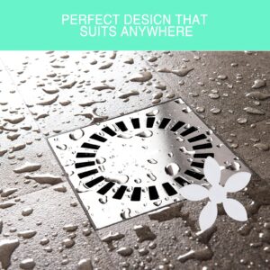 12Pcs Bathroom Drain Hair Catcher Flower Shape Shower Drain Cover Bathtub Hair Catcher Drain Protector Chain Trap Hair Stopper for Shower Bathroom, Kitchen