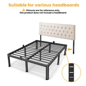 Superay 18 Inch Queen Size Metal Platform Bed Frame with Round Corners, Storage Space Under High Bed Frame-Heavy Duty Steel Slats Support, Noise Free - Easy Assembly - No Box Spring Needed