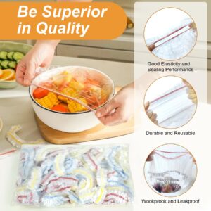 DAOZIJI Plastic Bowl Covers Elastic Reusable Fresh Keeping Bags/100ps, Plastic Food Covers Stretch Reusable, Reusable Bowl Covers for Bread Proofing, Disposable Elastic Bowl Covers for Outside