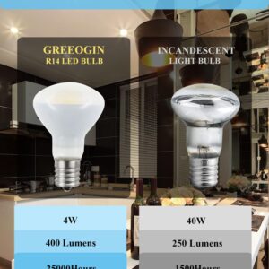 Greeogin 2-Pack E17 R14 LED Bulb, 4W Warm White 120V E17 Intermediate Base Mini Reflector Floodlight Light Bulb, Non dimmable