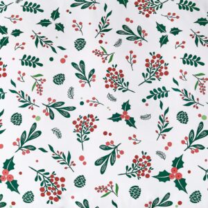 WONGS BEDDING Christmas Duvet Cover Set King,Merry Christmas Holly Berry Printed Bedding Duvet Cover,3 Pieces New Year Bedding Set with 2 Pillowcases 104”X 90”