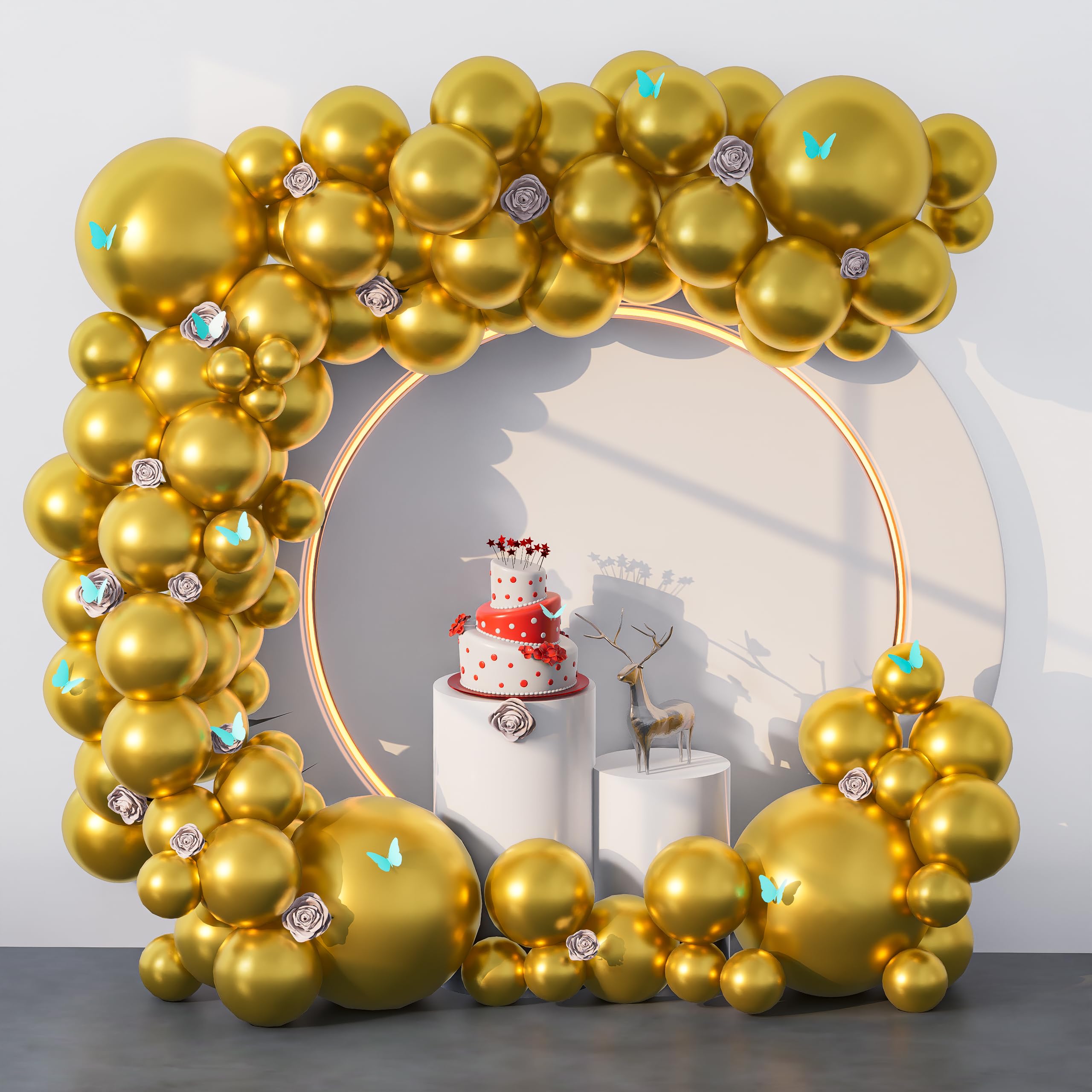 PIGETALE 140pcs Metallic Gold Balloons Different Sizes 18 12 10 5 Inch Golden Latex Balloons Kit for Balloon Garland or Balloon Arch as Birthday Party Graduation Wedding Holiday New Year Decorations