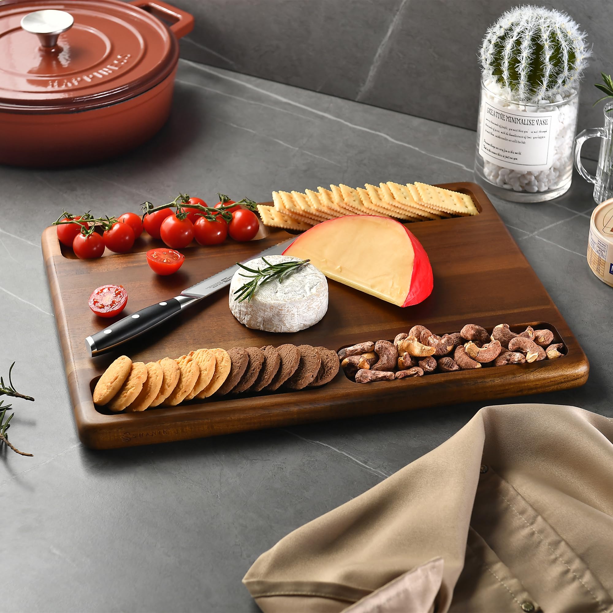 Shanik Premium Charcuterie Board -Cheese and Meat Board, Double-Sided Serving Tray and Cutting Board