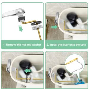 Universal Toilet Bowl Flush Handle Replacement Kit Side Mount, Toilet Repair Kit Inside Tank Chain Flusher Handle Lever Replacement Parts Compatible with American Standard Mansfield Kohler TOTO Eljer