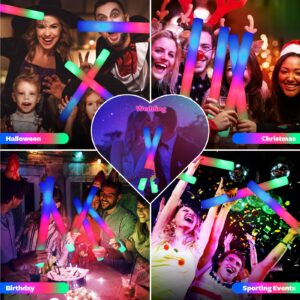 wellent 58 PCS LED Foam Glow Sticks, Bulk Glow Sticks, Glow in the Dark Party Supplies with 3 Modes Colorful Flashing, Neon Party Favors Supplies for Glow Party, Birthday, Wedding, Carnival, Concert