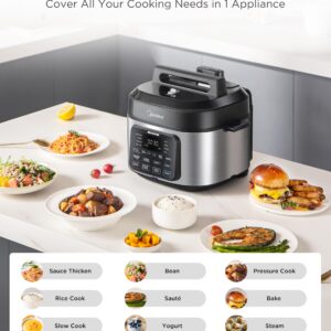 Midea WideMax 12-in-1 Electric Pressure Cooker, 6.5 Quart, 12 Presets, Multi-Functional Programmable Slow Cooker, Rice Cooker, Steamer, Sauté Pan, Cake, Yogurt, Warmer and More