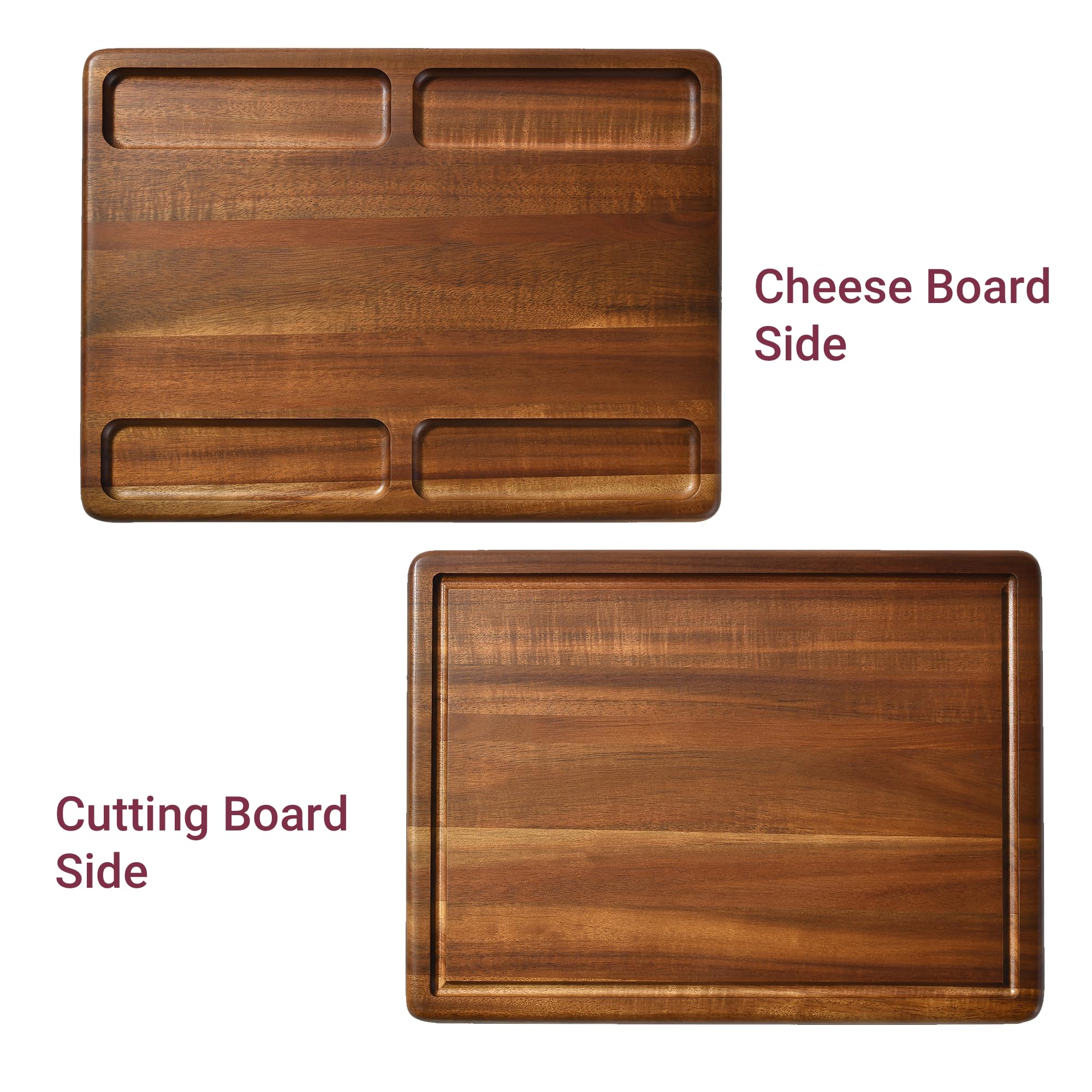 Shanik Premium Charcuterie Board -Cheese and Meat Board, Double-Sided Serving Tray and Cutting Board