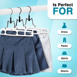 DEILSY™ 10 Pack Pants Hangers Skirt Hangers - Space Saving Pant Hangers with Locking Hook - Versatile Skirt Hangers for Closet Organization - White - Jean Hangers for Men and Women Heavy Duty Hangers