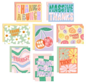 s&o thank you cards with envelopes - blank thank you cards for handwritten messages - thank you notes with envelopes set of 24 - assorted thank you cards for teachers with color envelopes to mix & match