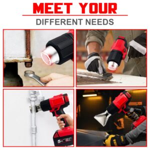 Cordless Heat Gun for Milwaukee 18V Battery, 122℉-1022℉ Hot Air Gun with Digital LCD Display, Adjustable Temp and Air Control with 4 Nozzles for Crafts, Shrinking PVC, Stripping Paint (Bare Tool)