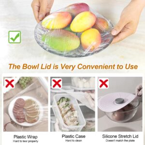 DAOZIJI Plastic Bowl Covers Elastic Reusable Fresh Keeping Bags/100ps, Plastic Food Covers Stretch Reusable, Reusable Bowl Covers for Bread Proofing, Disposable Elastic Bowl Covers for Outside